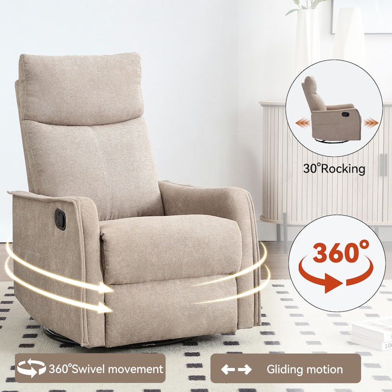 8 Point Vibration 360° Swivel Massage Chair, Adjustable Backrest Manual Recliner Chair with Massage and Lumbar Heating