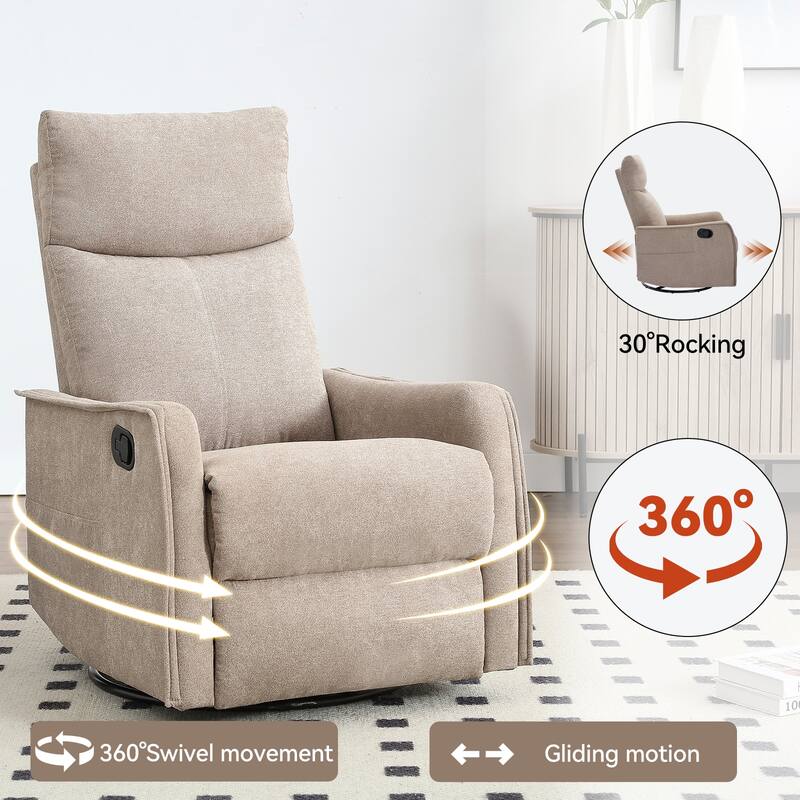 Heat Massage Manual Recliner Chair with 360° Swivel and Rocker Function