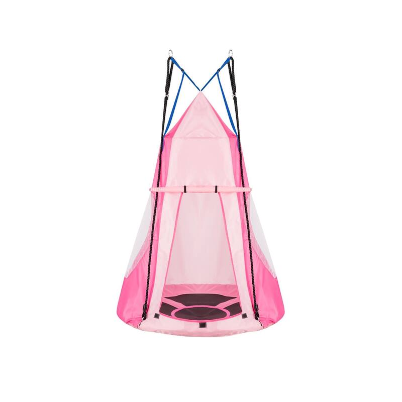2 in 1 Kids Detachable Hanging Chair Swing Tent Set Swing Play House - Pink