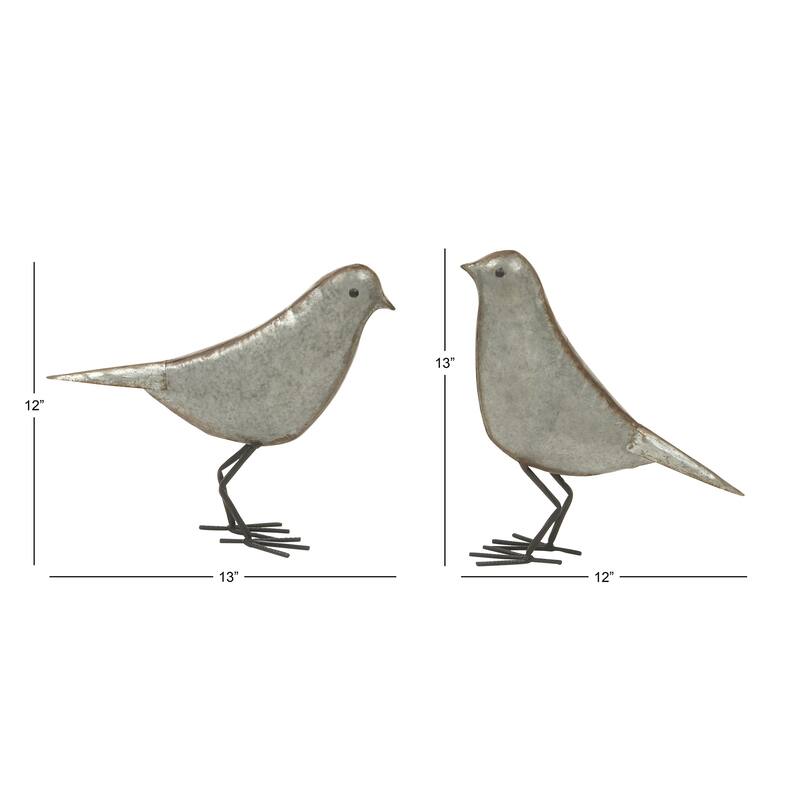 Metal Bird Sculpture - Set of 2 Gray - Roche River Decor