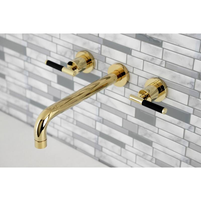 Kaiser Two-Handle Wall Mount Tub Faucet in Polished Brass