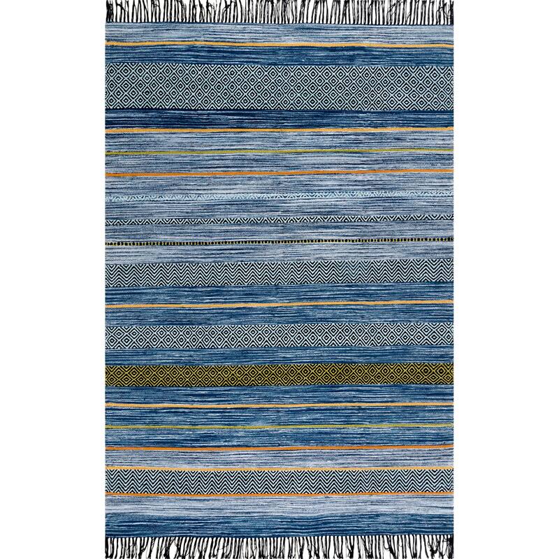 Nuloom Handmade Tribal Stripes Tassel Area Rug