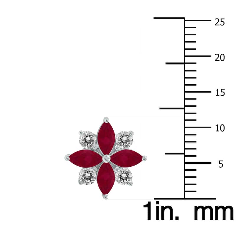Marquee 1 Carat TW Ruby and Diamond Flower Earrings in 10K White Gold