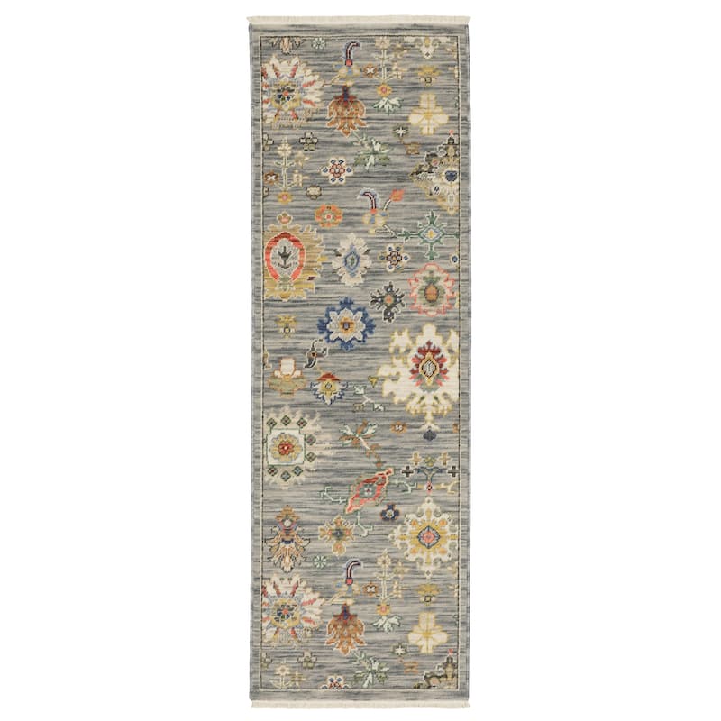 Style Haven Lawson Traditional Persian Wool Fringe Edge Area Rug - 2' x 6' - Grey/ Multi - Runner