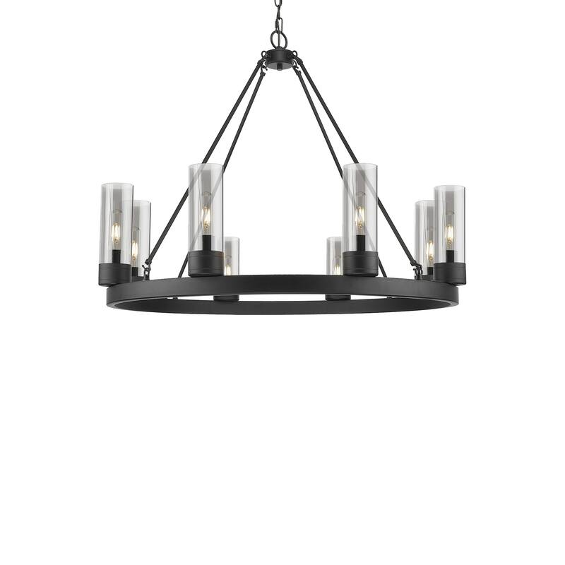 Innovations Lighting 617-8CR-28-36-8 Boreas Chandelier Boreas 8 Light - Matte Black / Light Smoke