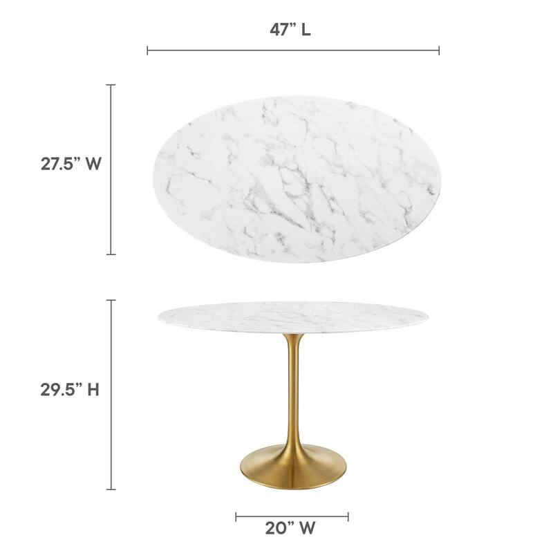 48" Oval Artificial Marble Dining Table