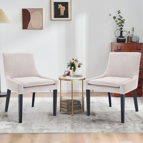 slide 2 of 57, RENEWLINE Mid-Century Modern Corduroy Upholstered Dining Chairs with Solid Wood Legs