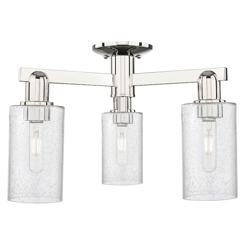 Innovations Lighting 716-3F-11-22 Clymer Semi-Flush Clymer 3 Light 22" - Polished Nickel / Seedy
