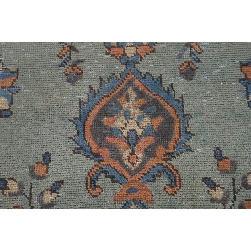 Over-Dyed Blue Tabriz Persian Vintage Rug Hand-Knotted Wool Carpet - 6'2"x 9'5"