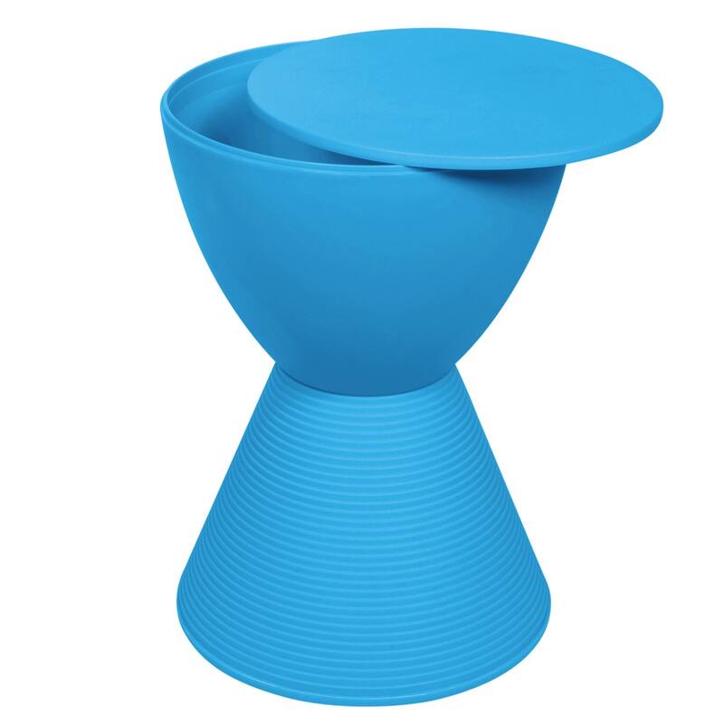 Boyd Round Side Table with Ribbed Design Base - Accent Hourglass End Table with Removable Lid for Living Room & Bedroom