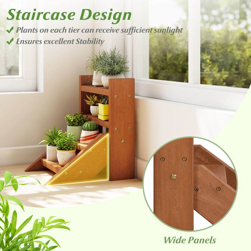 Costway 4-Tier Wood Small Flowerpot Holder Plant Stand for Multiple - See Details