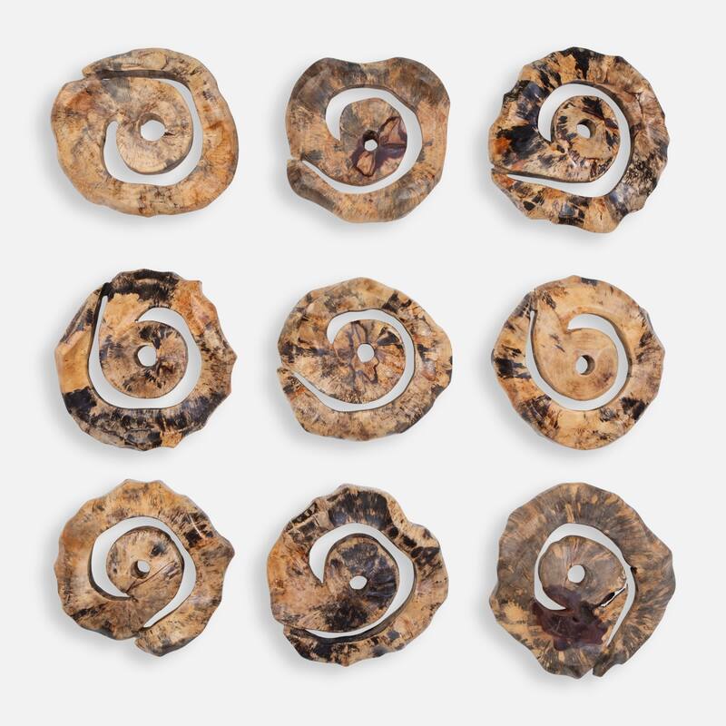 Corkscrew Tamarind Wood Wall Art - 13.75" - Set of 9