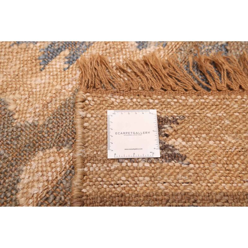 ECARPETGALLERY Flat-Weave Palas Denizli Light Brown Jute Kilim - 5'7 x 7'6