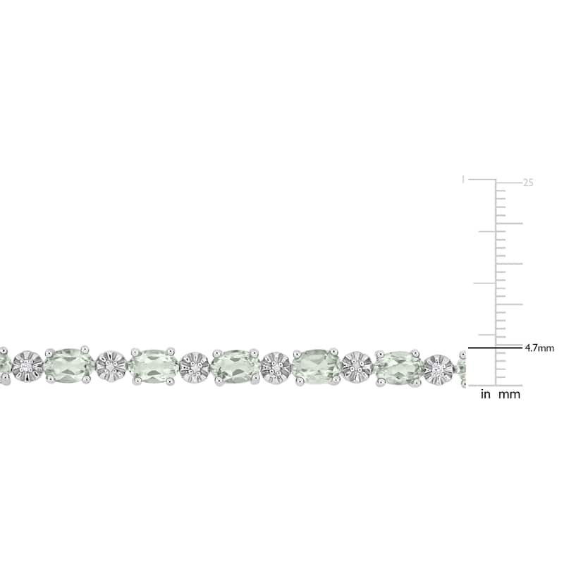 Miadora Sterling Silver Green Amethyst and Diamond Accent Tennis Bracelet