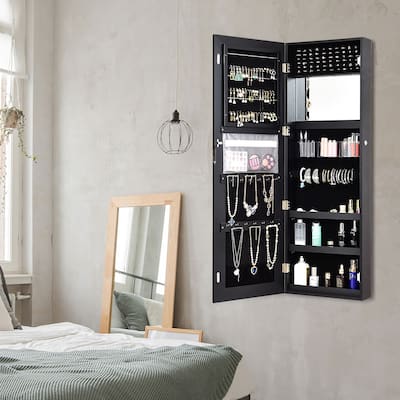 Jewelry Armoire Wall Door Mounted Lockable Jewelry Cabinet