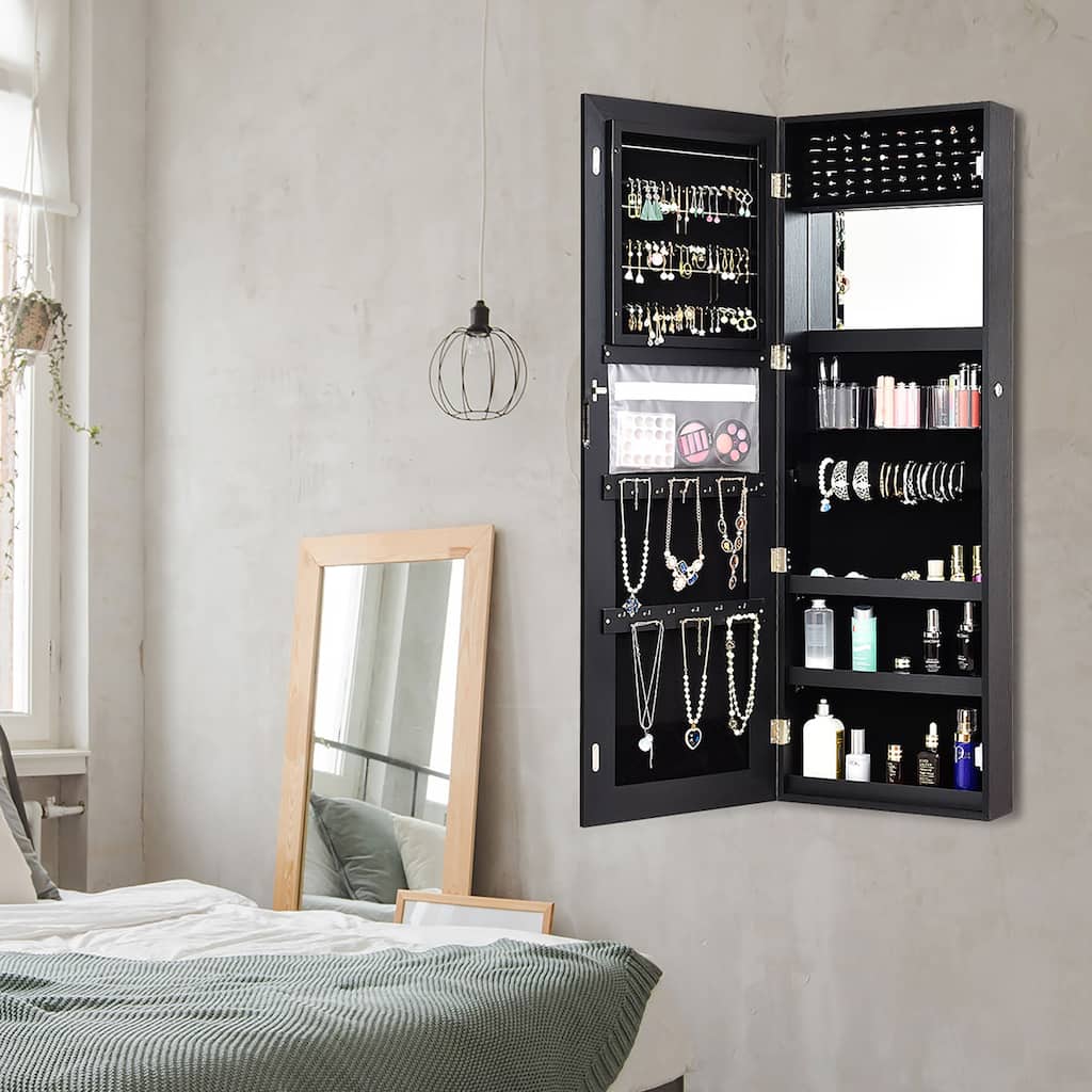 Jewelry Armoire Wall Door Mounted Lockable Jewelry Cabinet