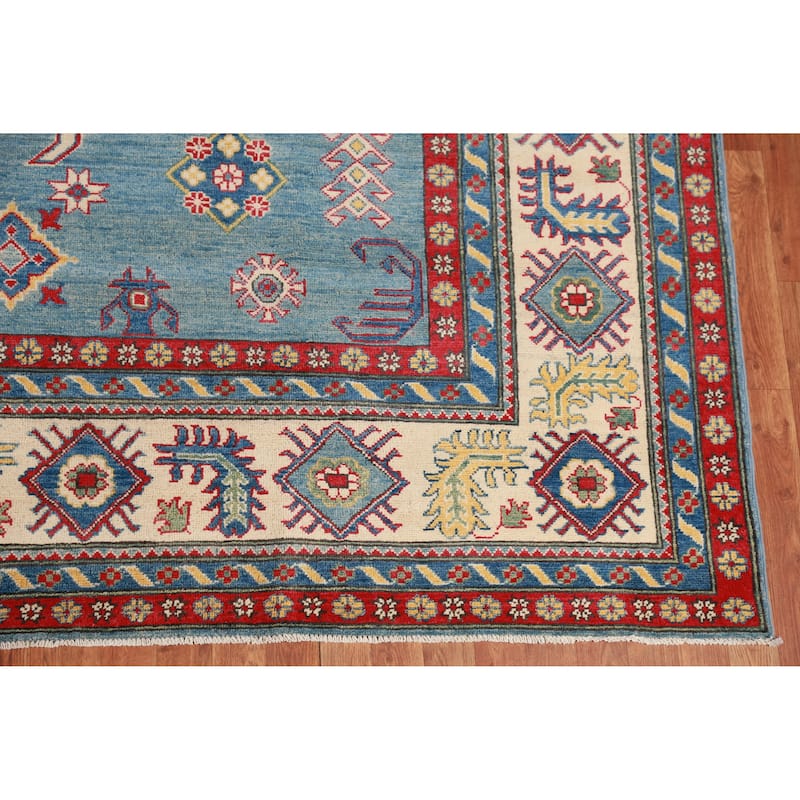 Hand Knotted Oriental 100% Wool Carpet Traditional Medallion Navy Blue & Blues Kazak Area Rug - 13' 9'' X 9' 10''