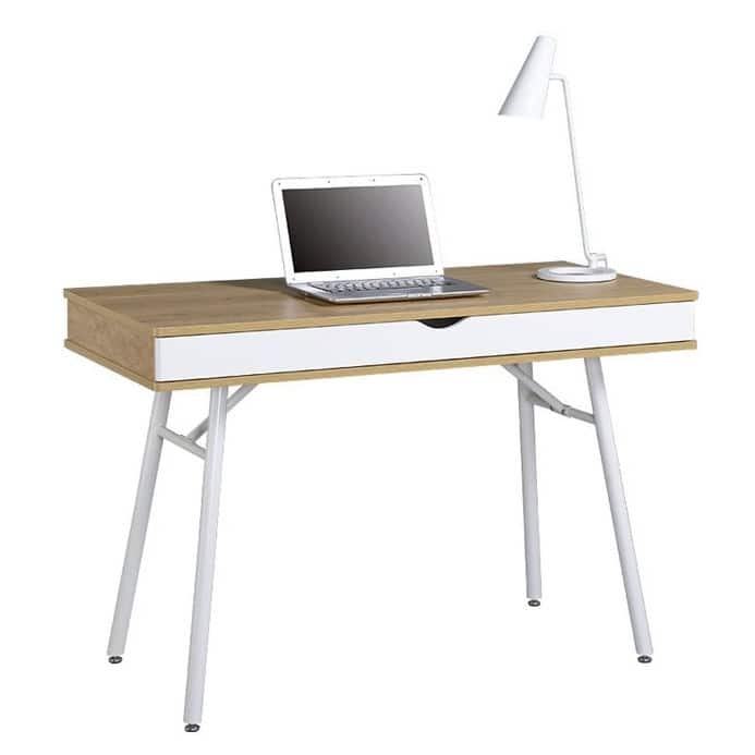 Daily Boutik Modern Heavy Duty Laptop Computer Desk with Storage Drawer in Pine Wood Finish