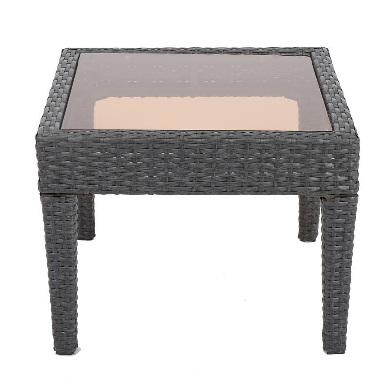 Outdoor Antibes Wicker Side Table, Accent Table, Grey - 15.32