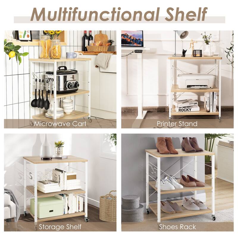 Costway 3-Tier Kitchen Baker's Rack Microwave Oven Storage Cart w/ - See details
