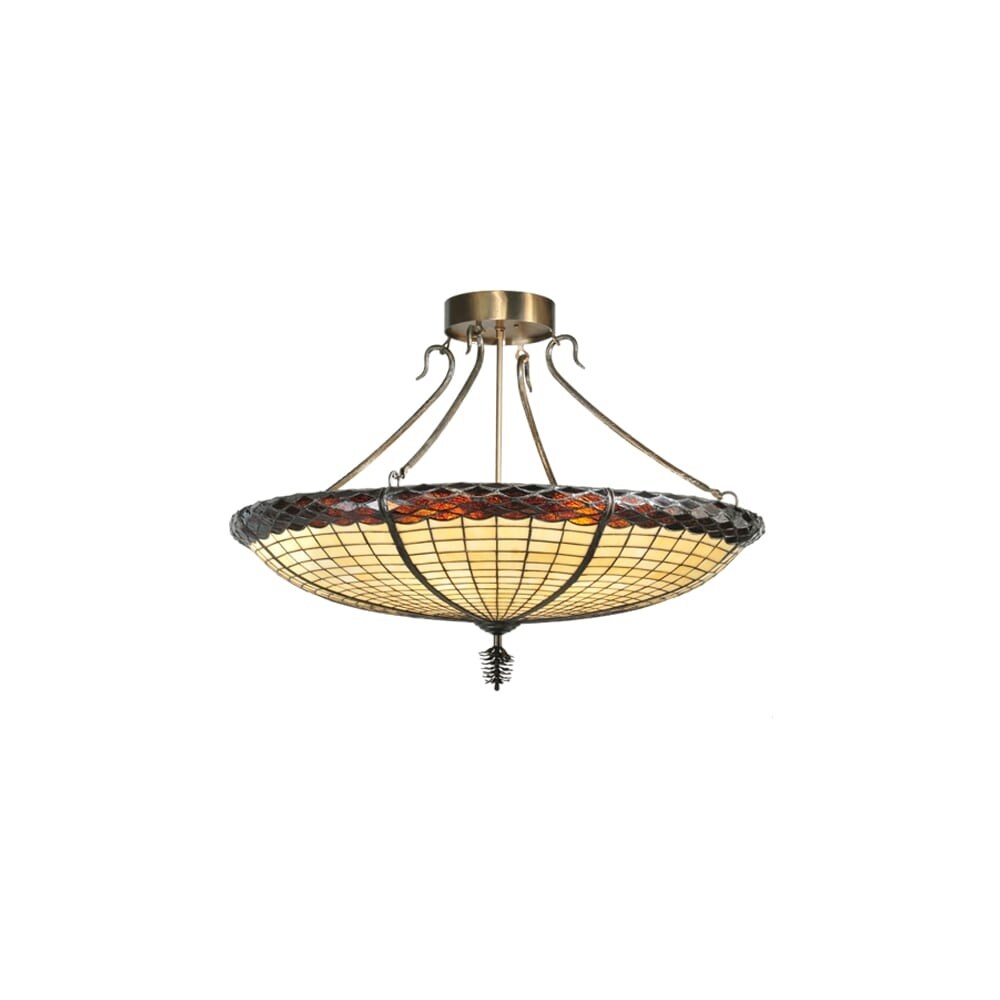 Shop Meyda Tiffany 105627 6 Light 36 Semi Flush Ceiling Fixture Greenbriar Oak Overstock 18433332