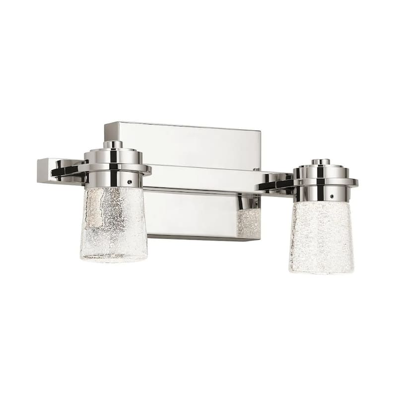 Vada 15"W 2-Light LED Vanity Bath Light, Polished Nickel Finish Clear Bubble Glass Shade by Kichler - Polished Nickel