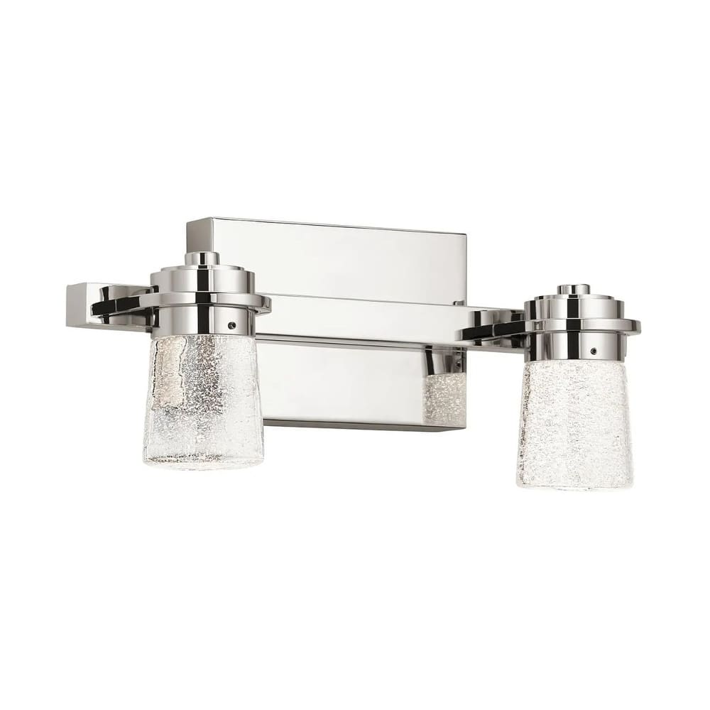 Vada 15"W 2-Light LED Vanity Bath Light, Polished Nickel Finish Clear Bubble Glass Shade by Kichler