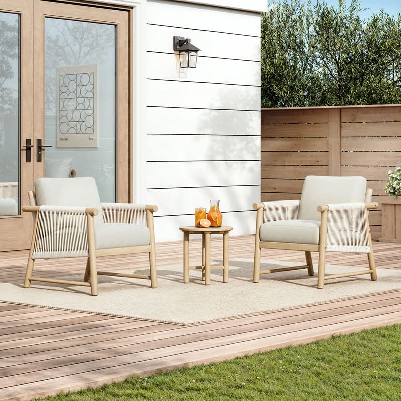 Lynn 3-Piece Outdoor Wood Patio Furniture Bistro Set