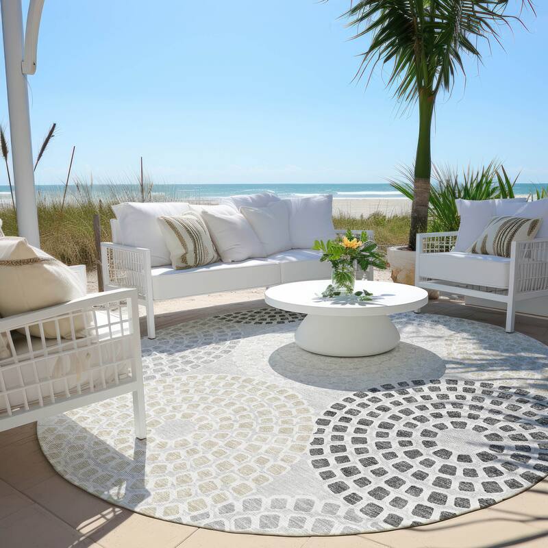 Machine Washable Indoor/ Outdoor Chantille Contemporary Rug - Gray - 8' x 8'