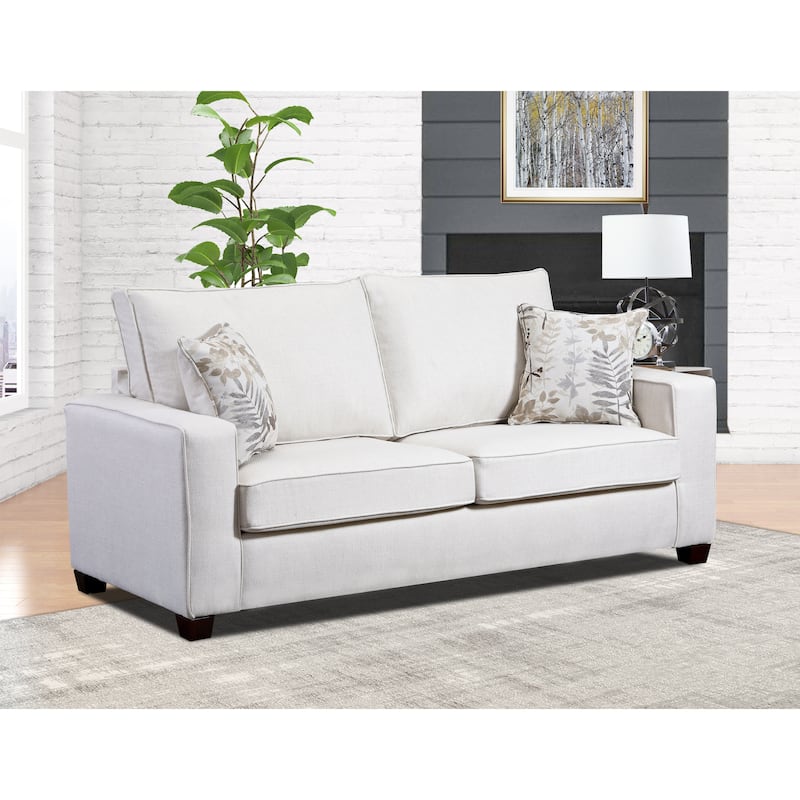 American Furniture Classics Model 3223-21 Relay Linen Sofa with Two Throw Pillows