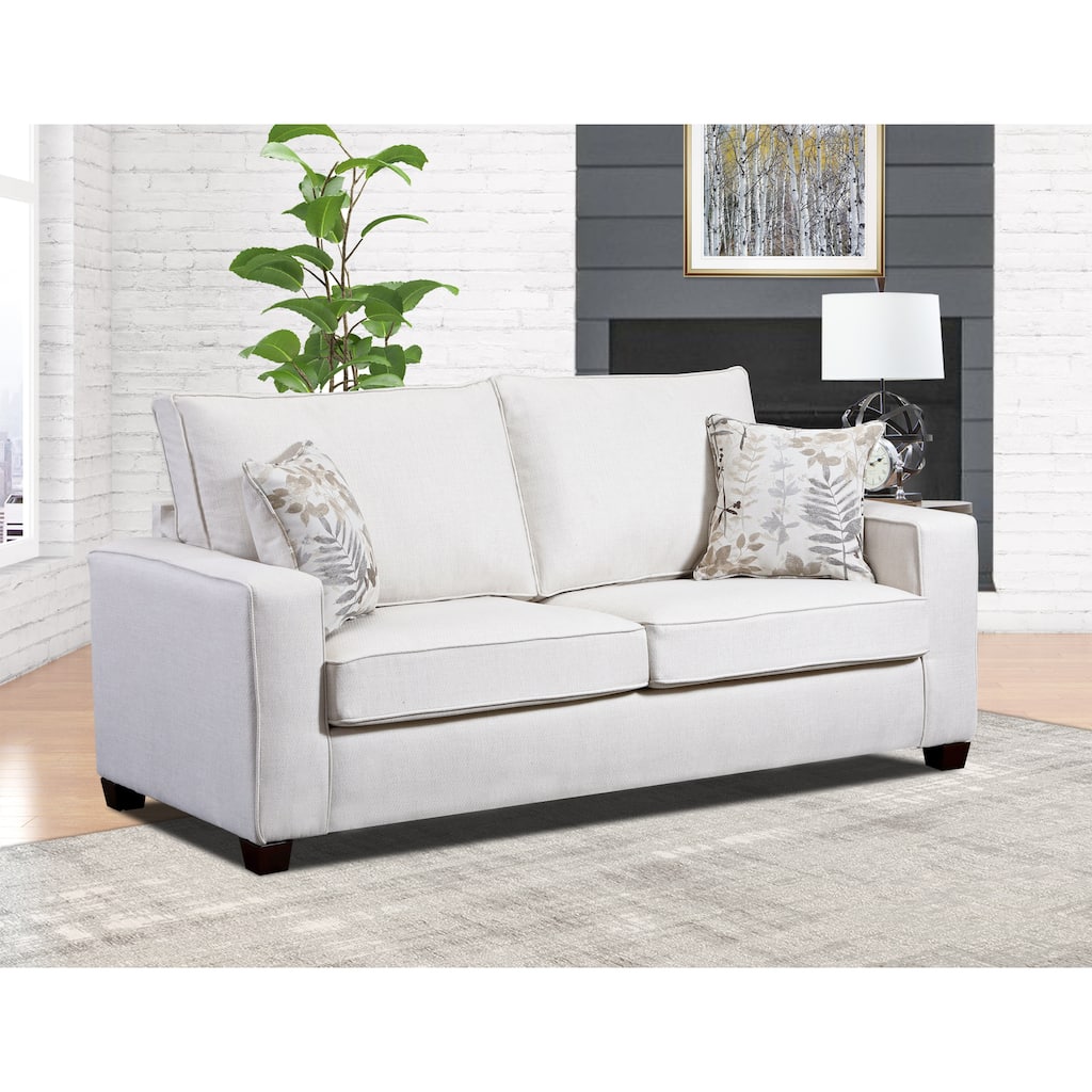 American Furniture Classics Model 3223-21 Relay Linen Sofa with Two Throw Pillows