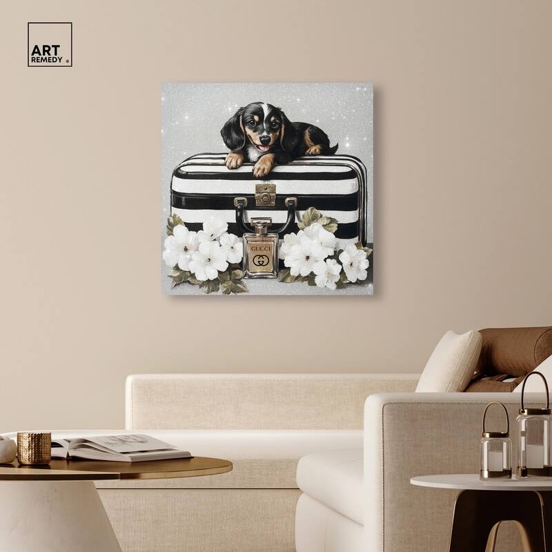 Doxxie Luggage Flowers Canvas by Art Remedy, Gallery Wrapped