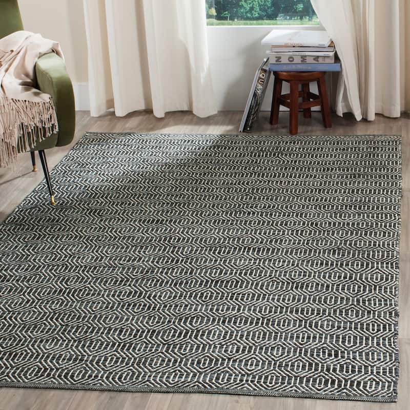 SAFAVIEH Handmade Flatweave Montauk Marston Sisal Casual Cotton Rug - 4' x 6' - Ivory/Dark Grey