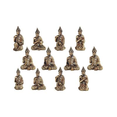 Q-Max 3.5" H Miniature Thai Buddha Statue 12 pc Set