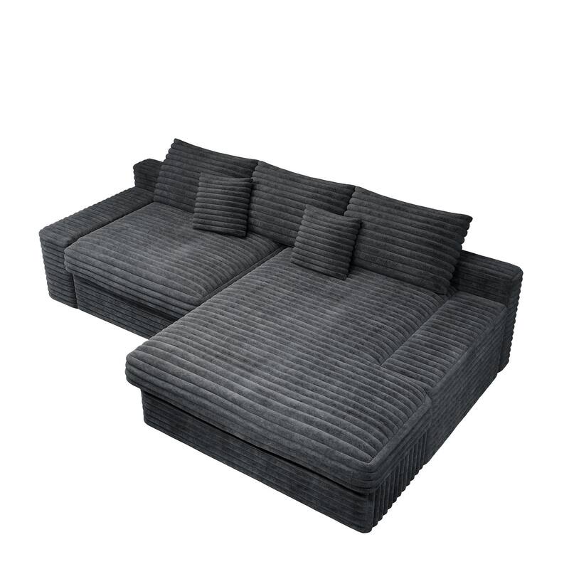 118.1" Cloud Sectional Couches for Living Room, L Shaped Modular Sofas, Corduroy Oversized Floor Couch Set with Chaise