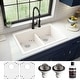 preview thumbnail 3 of 74, Karran 33" Top Mount Double Equal Bowl Quartz Kitchen Sink Kit - 33" x 22" x 9"