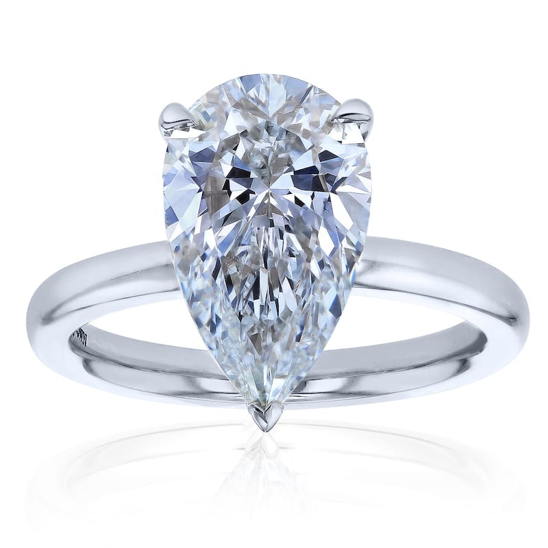 Kobelli 4.13 Carats Diamond 14k Solid Gold Pear Brilliant Drape Halo Engagement Ring (EF/VS, Certified) - White - 4.5