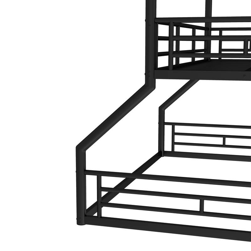 Twin over Twin over Full Bunk Bed, Metal Triple Bunk Bed with Safety Guardrails, Heavy-duty Bunk Bed with Noise-reduced Design