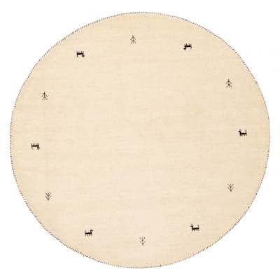Kashkuli Gabbeh Cream Rug 4'10" x 4'10" - 4'10 x 4'10