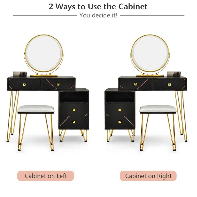 Modern Dressing Table with Storage Cabinet - 31.5" x 16" x 30" (L x W x H)