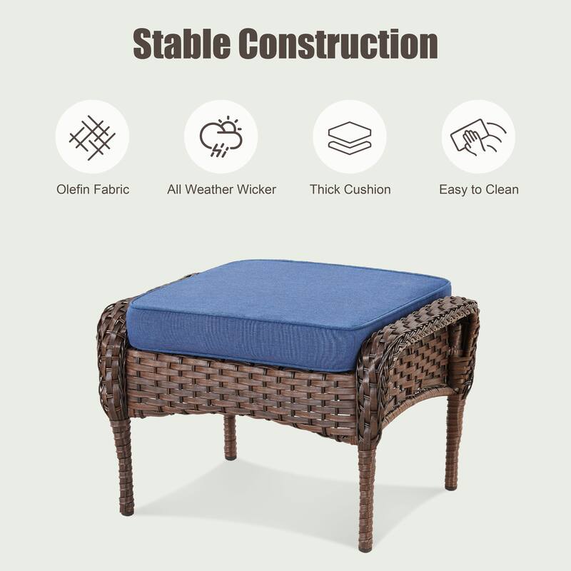 Pocassy Patio Outdoor Sofa Ottoman with Swivel Chair Table