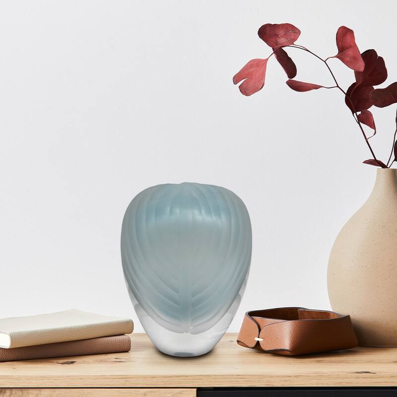 7" High Premium Contemporary Glass Vase in Light Blue