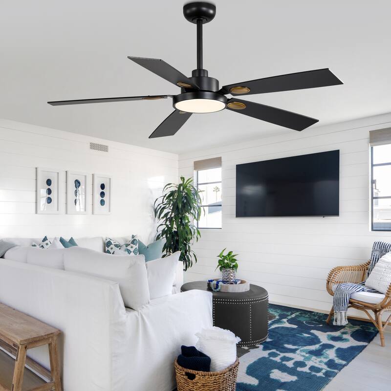 Cusp Barn 52" Black Modern Ceiling Fan with Lights and Remote, Farmhouse Indoor 5-Blade Quiet DC Motor Ceiling Fan for Bedroom