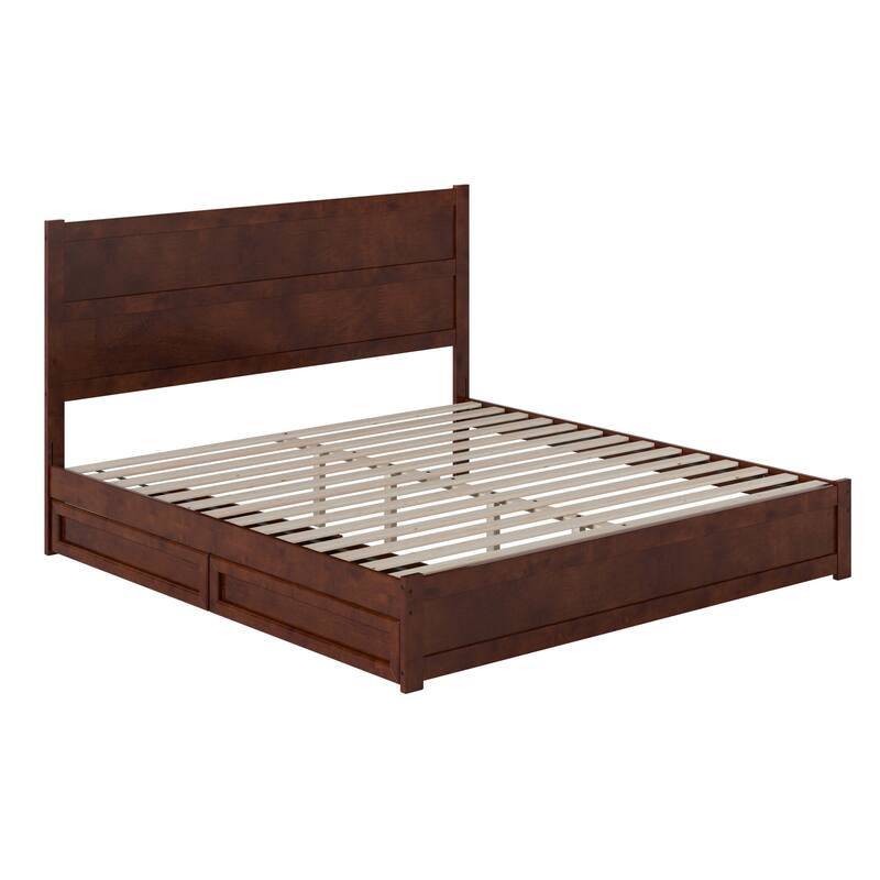 Aveline Wood Platform Bed with Matching Footboard & Storage Drawers