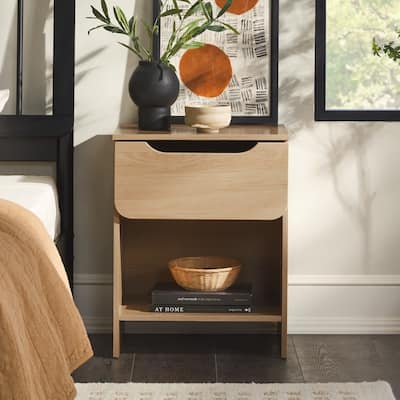 Modern Minimalist 1-Drawer Nightstand with Cubby