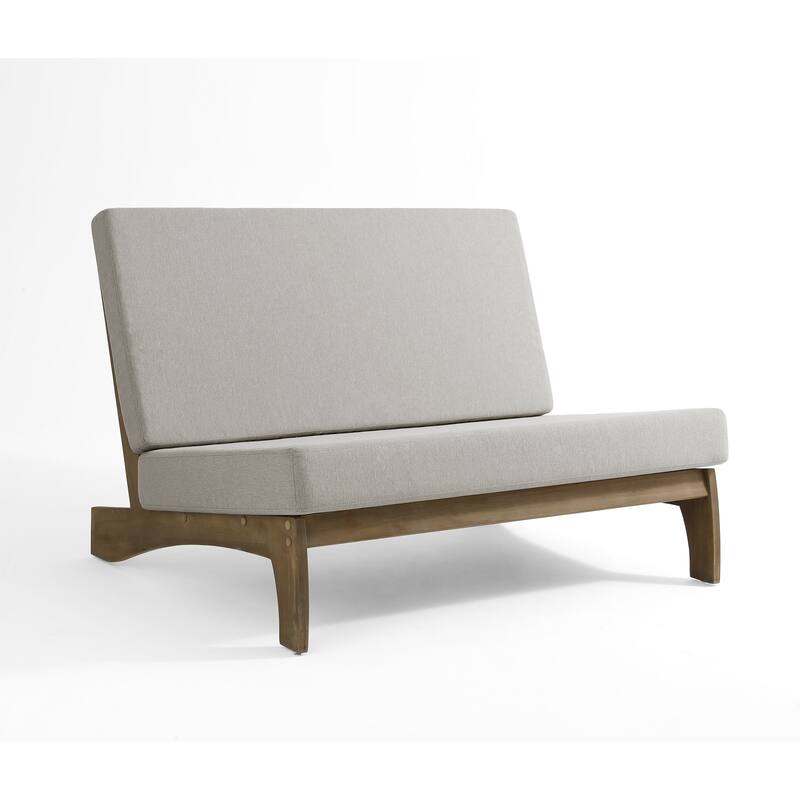 2-Piece Outdoor Teak Wood Loveseat Patio Set with Side Table