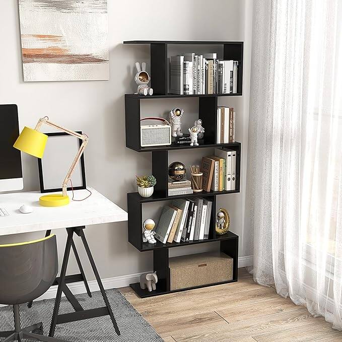 Five layer simple household black bookshelf