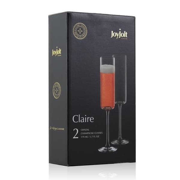 JoyJolt Claire European Crystal Champagne Flutes Glasses 5.7 oz