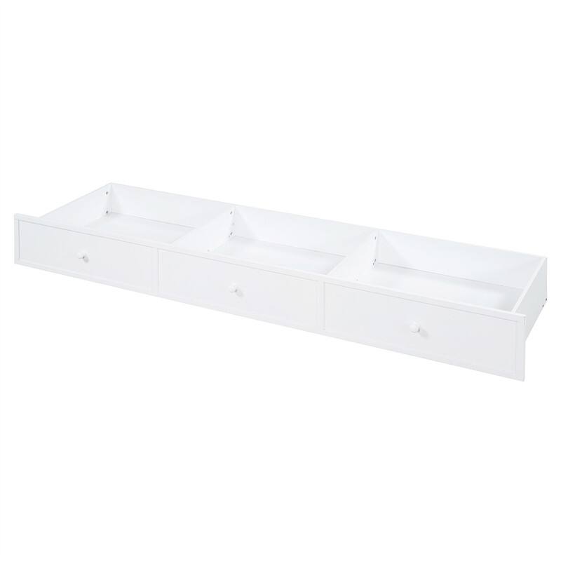 Twin/Full Daybed with 3 Storage Drawers and Bedside Desk, Wooden Day Bedframe Sofa Bed with Storage Shelves and USB Ports
