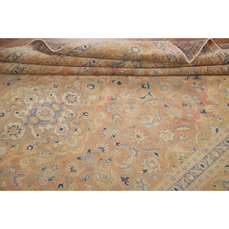 Hand Knotted Oriental 100% Wool Carpet Traditional Floral Oranges & Rust Mashad Area Rug - 11' 8'' X 7' 11''